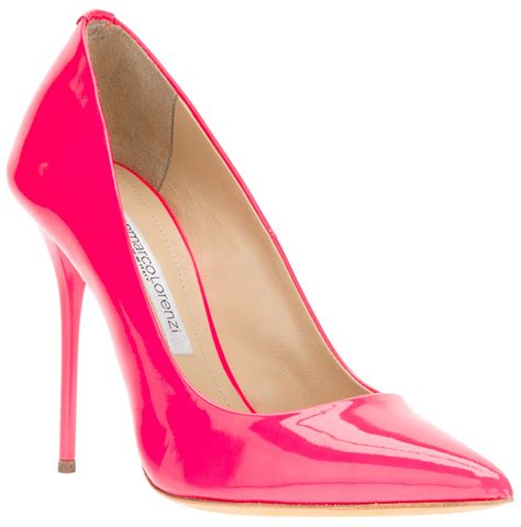 bright pink high heels.